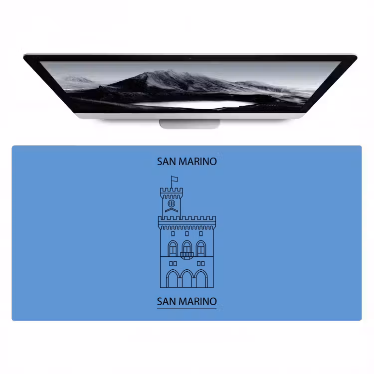 Bureau onderlegger - Gebouw - San Marino - Architectuur - Lijntekening - Blauw — 1