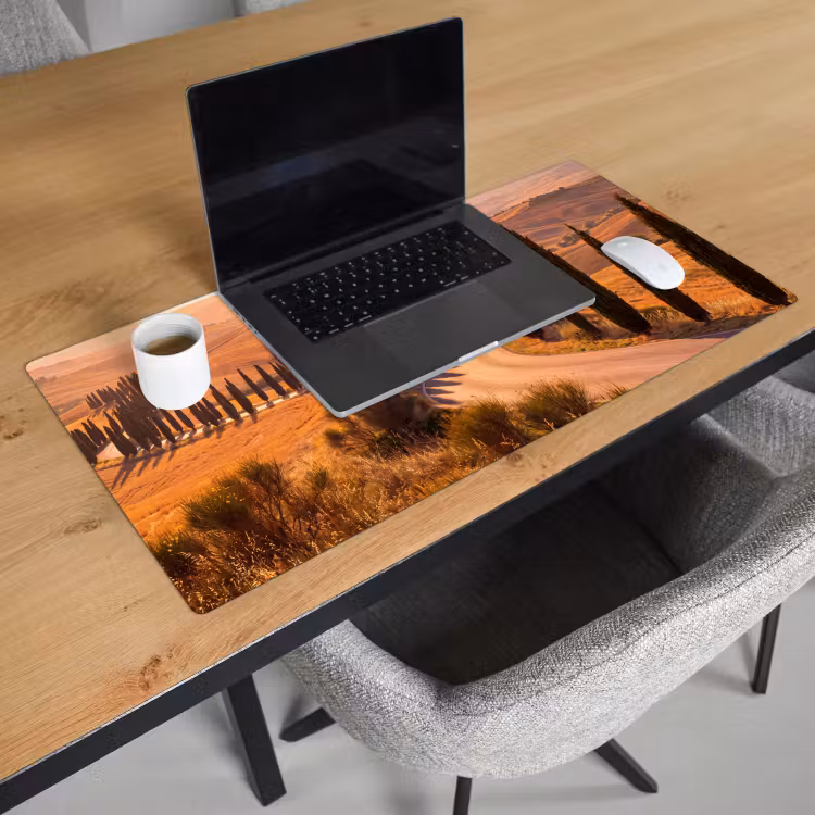 Bureau onderlegger - Landschap - Weg - Bomen - Natuur - Goud — 3