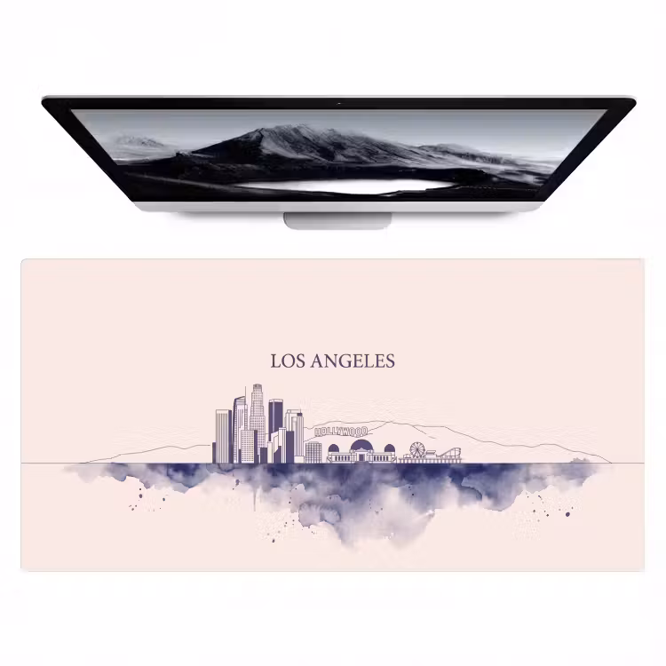Bureau onderlegger - Los Angeles - Skyline - Architectuur - Aquarel - Blauw — 1