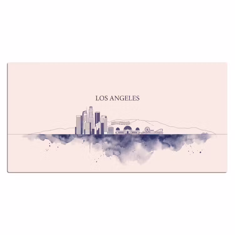 Bureau onderlegger - Los Angeles - Skyline - Architectuur - Aquarel - Blauw — 2