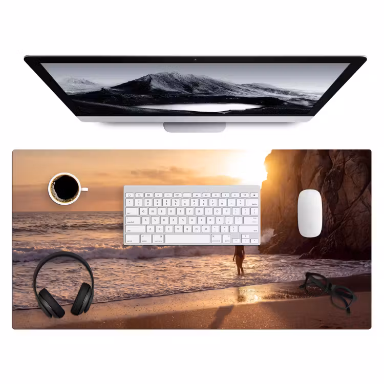 Bureau onderlegger - Mensen - Oceaan - Zonsondergang - Kust - Goud — 4