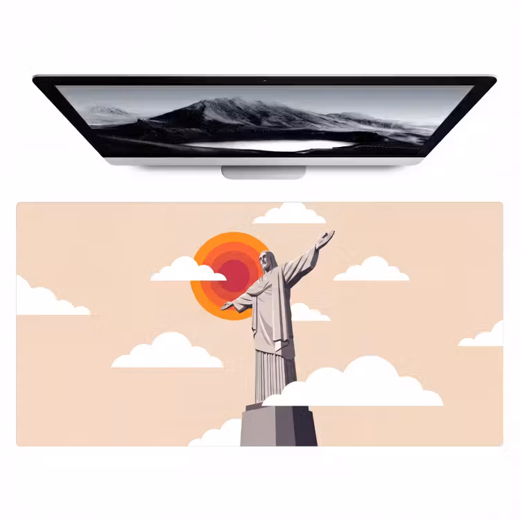 Bureau onderlegger - Monument - Stad - Zonsondergang - Minimalistisch - Oranje — 1