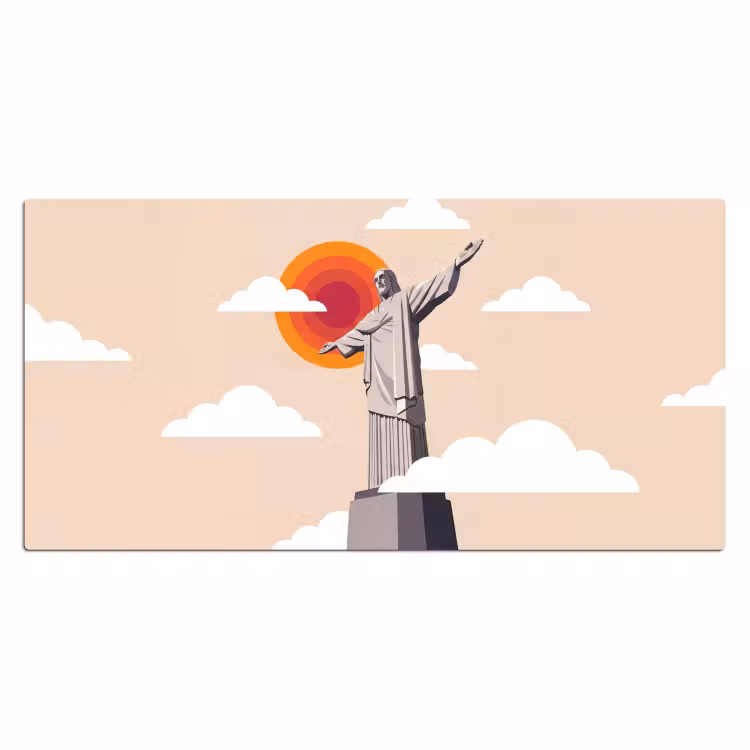 Bureau onderlegger - Monument - Stad - Zonsondergang - Minimalistisch - Oranje — 2