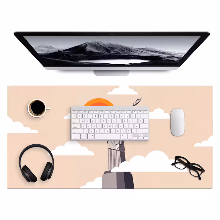 Bureau onderlegger - Monument - Stad - Zonsondergang - Minimalistisch - Oranje — 4