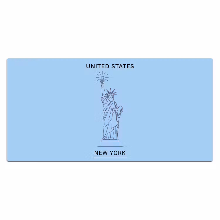 Bureau onderlegger - Monument - Vrijheidsbeeld - New York - Minimalistisch - Blauw — 2