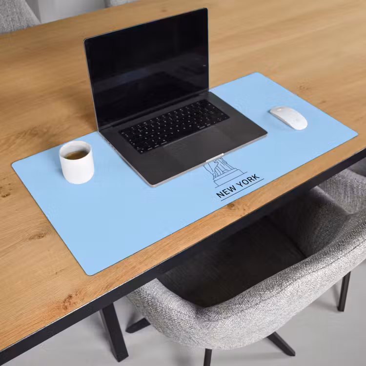 Bureau onderlegger - Monument - Vrijheidsbeeld - New York - Minimalistisch - Blauw — 3