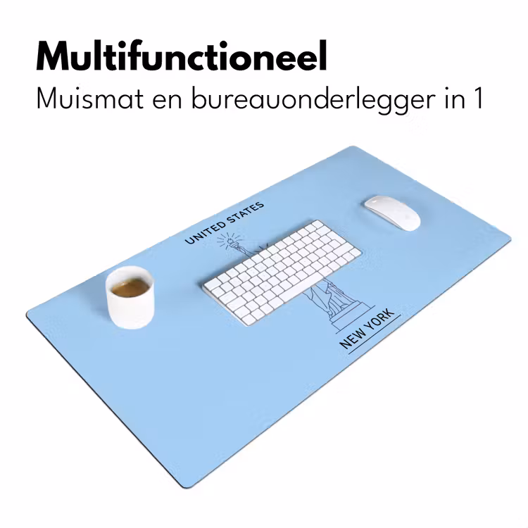 Bureau onderlegger - Monument - Vrijheidsbeeld - New York - Minimalistisch - Blauw — 7