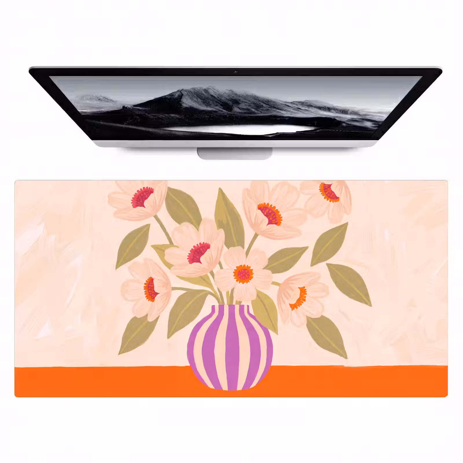 Bureau onderlegger - Bloemen - Vaas - Abstract - Paars - Oranje — 1