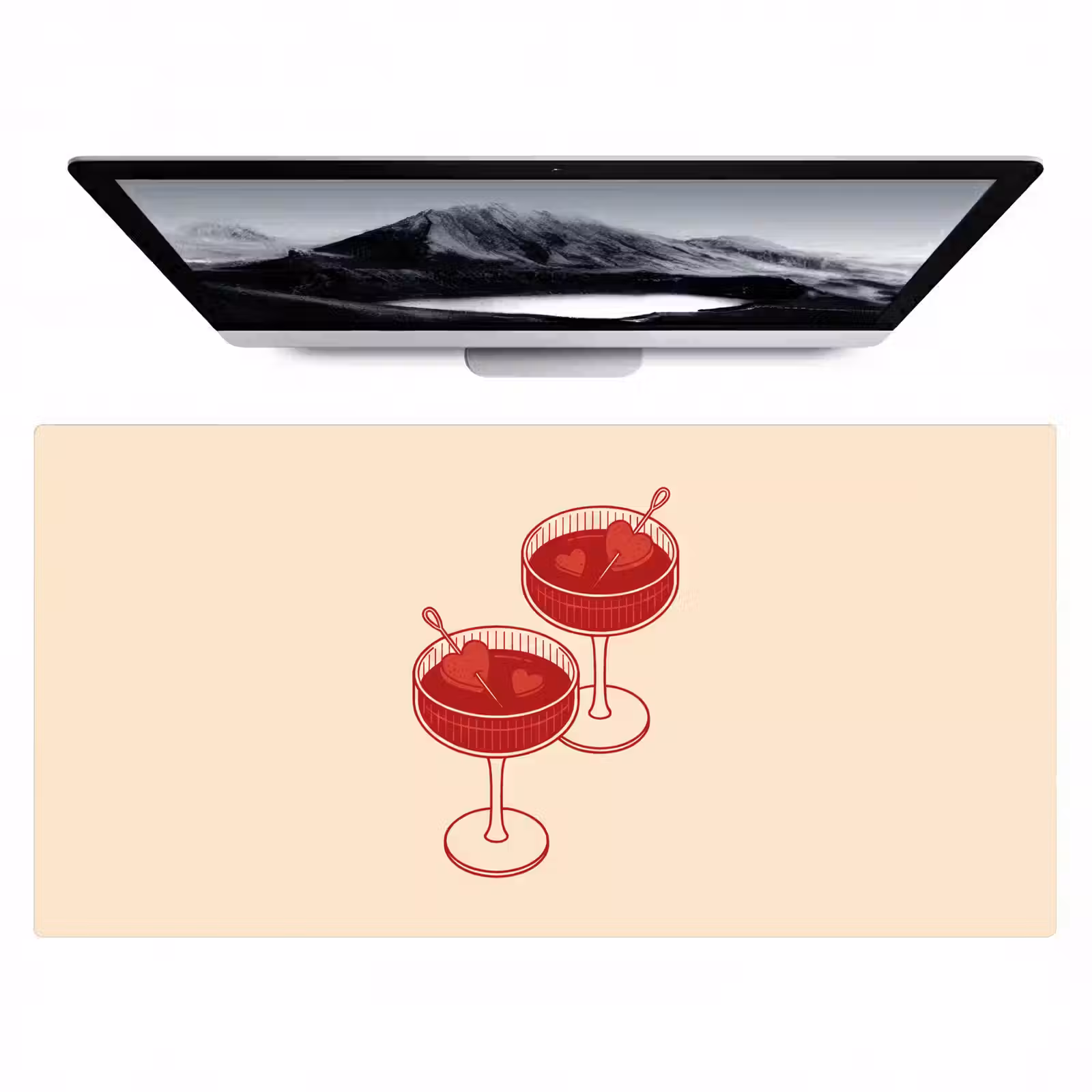 Bureau onderlegger - Cocktail - Hartjes - Liefde - Illustratie - Rood — 1