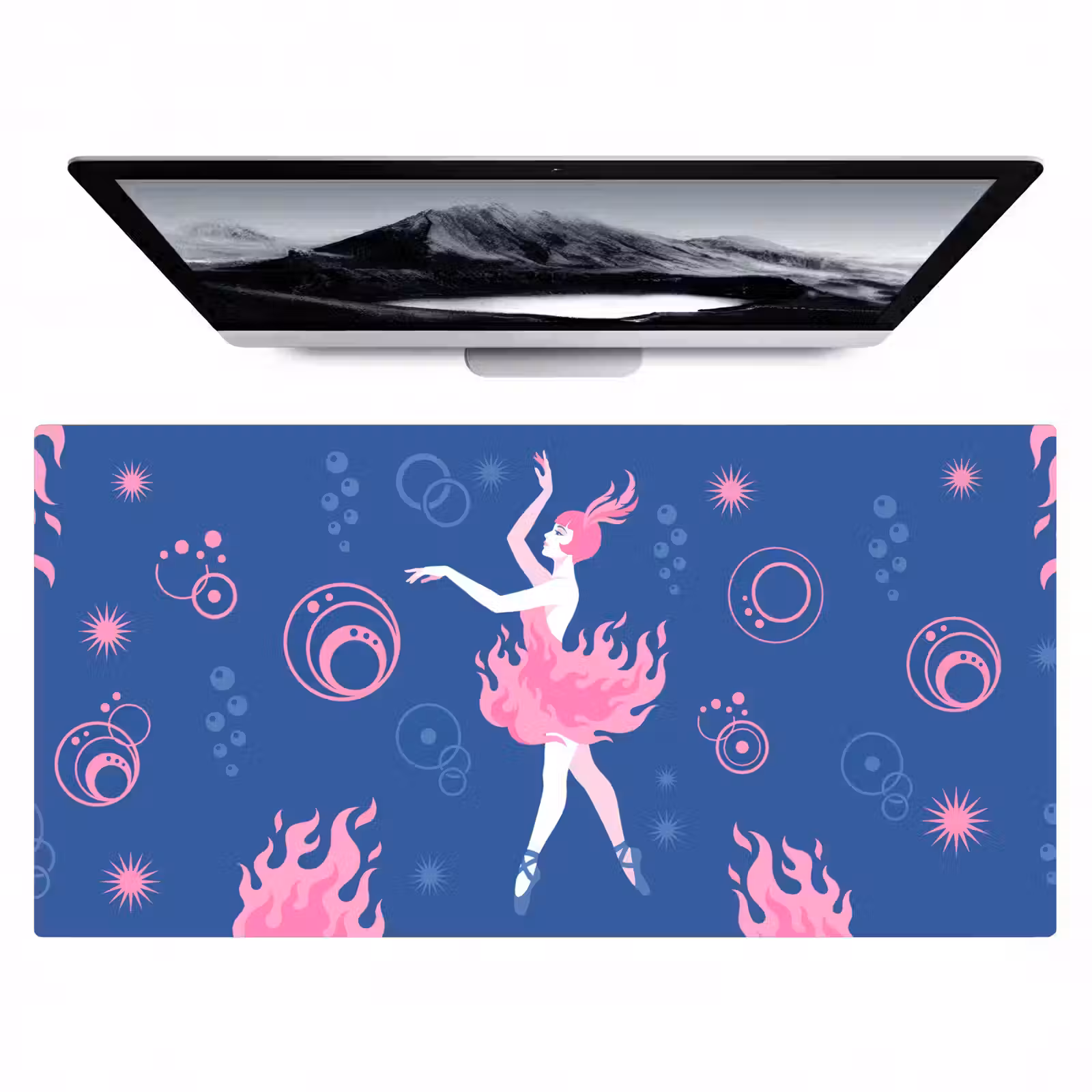 Bureau onderlegger - Danseres - Vlammenrok - Abstract - Roze - Blauw — 1