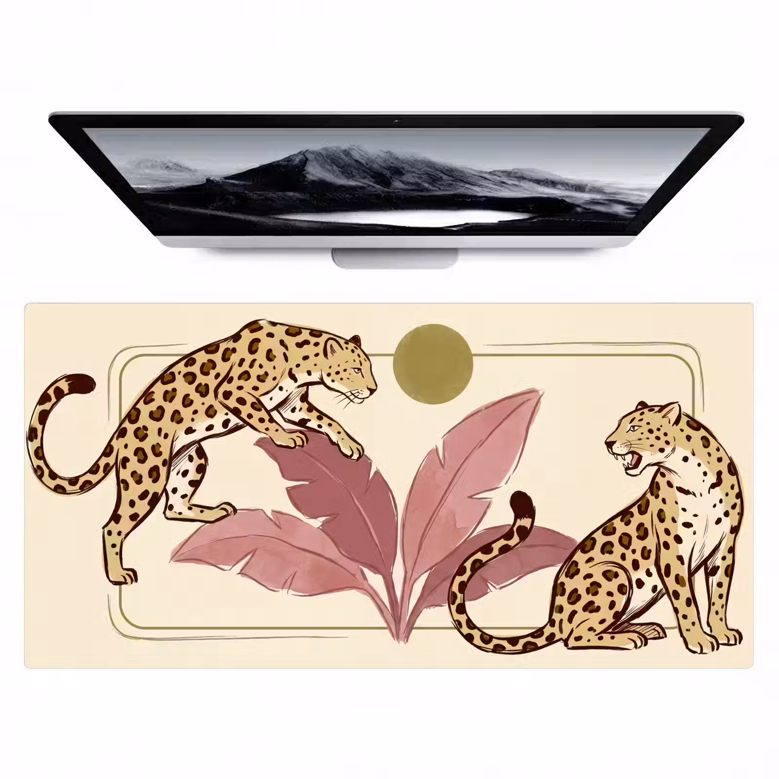 Bureau onderlegger - Dieren - Kat - Jungle - Illustratie - Beige — 1