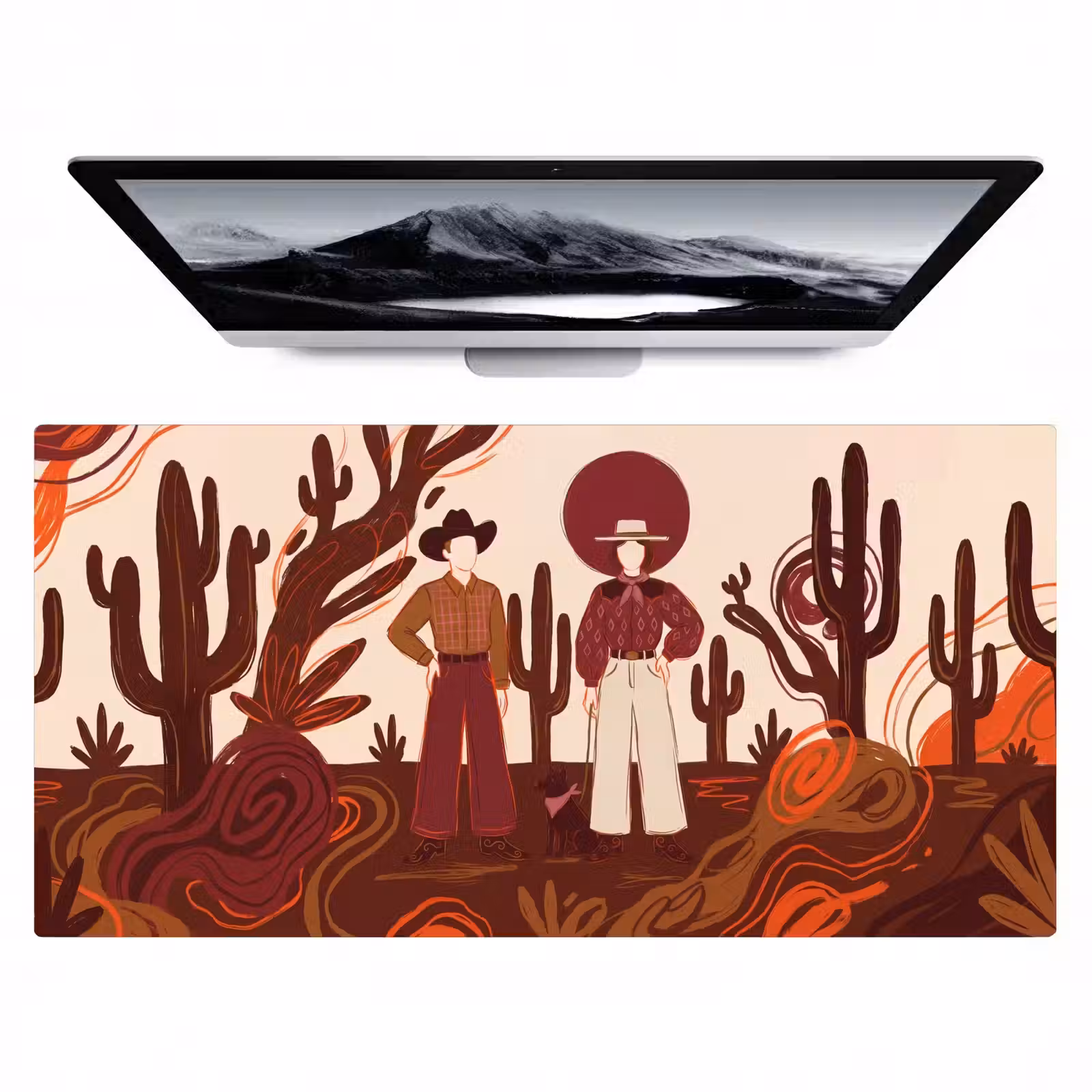 Bureau onderlegger - Mensen - Cowboykleding - Westerse stijl - Illustratie - Bruin — 1