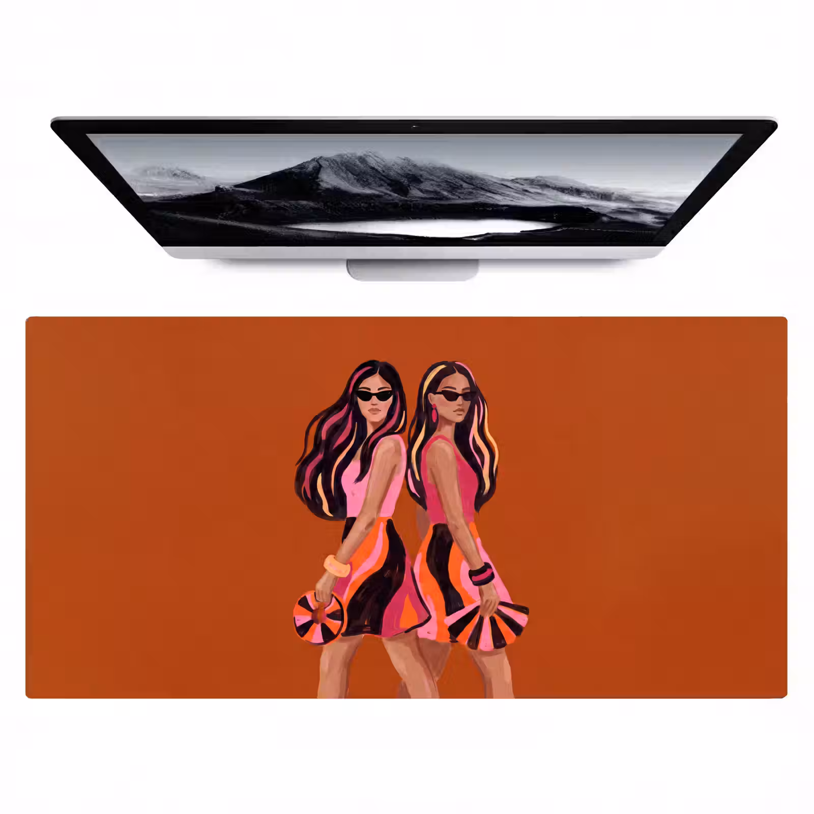 Bureau onderlegger - Mensen - Duo - Mode - Illustratie - Kleurrijk — 1