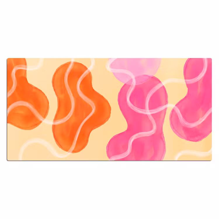 Bureau onderlegger - Abstract - Aquarel - Organisch - Oranje - Roze — 2