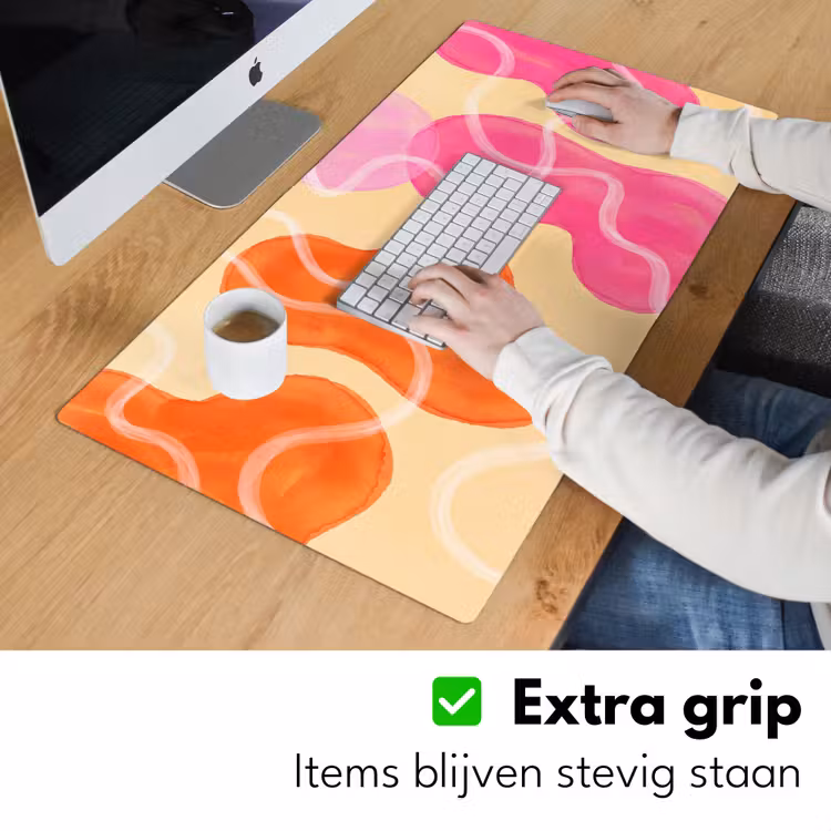Bureau onderlegger - Abstract - Aquarel - Organisch - Oranje - Roze — 6