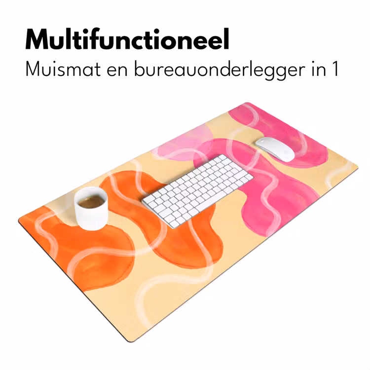 Bureau onderlegger - Abstract - Aquarel - Organisch - Oranje - Roze — 7