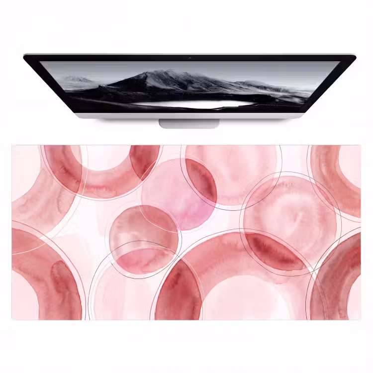 Bureau onderlegger - Abstract - Cirkels - Modern - Roze - Kunst — 1