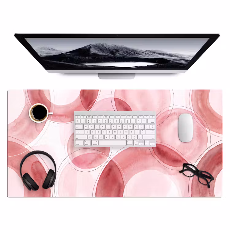Bureau onderlegger - Abstract - Cirkels - Modern - Roze - Kunst — 4