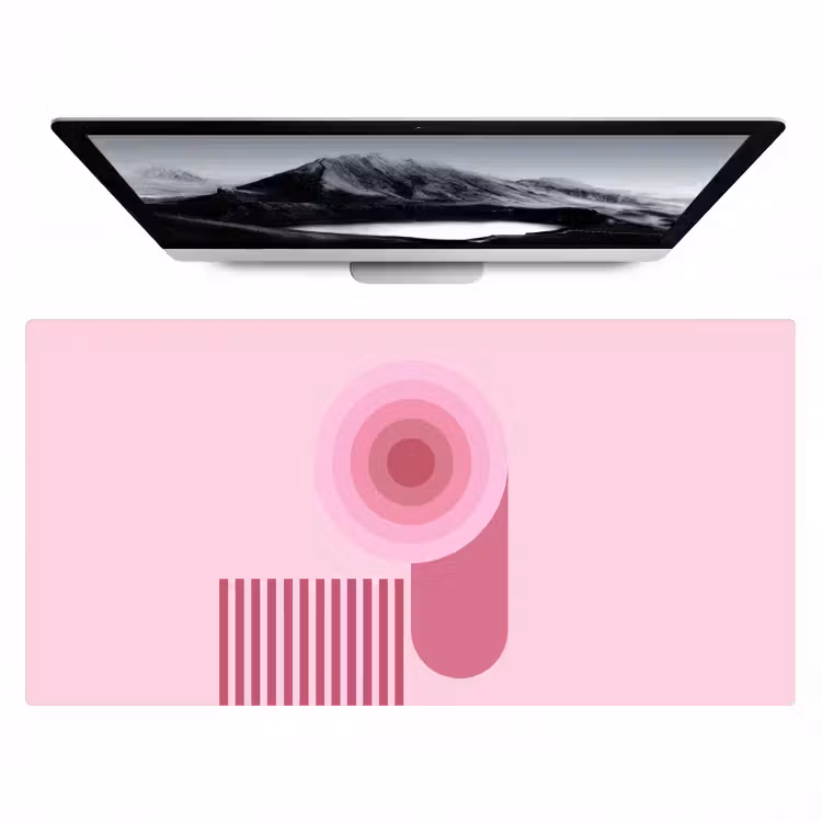 Bureau onderlegger - Abstract - Cirkels - Strepen - Modern - Roze — 1