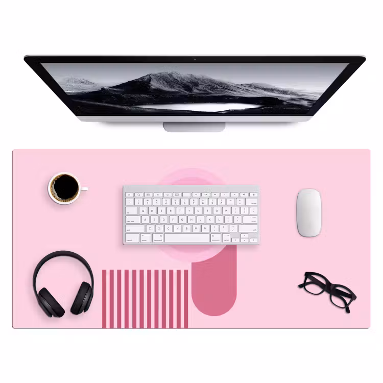Bureau onderlegger - Abstract - Cirkels - Strepen - Modern - Roze — 4