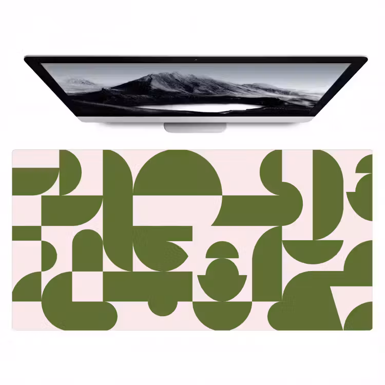Bureau onderlegger - Abstract - Geometrie - Modern - Groen - Wit — 1