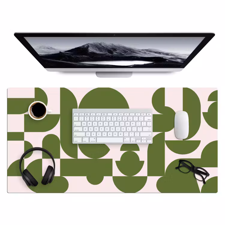 Bureau onderlegger - Abstract - Geometrie - Modern - Groen - Wit — 4