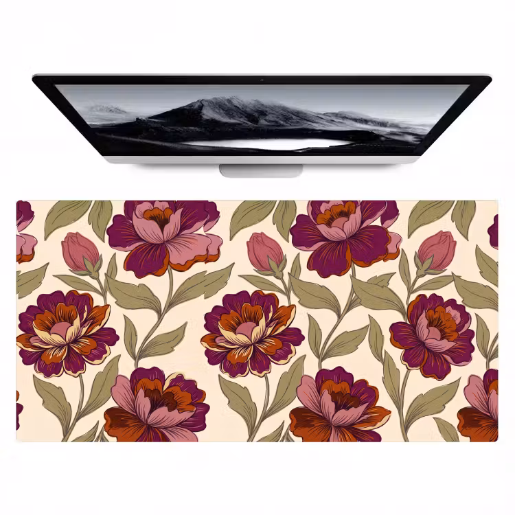 Bureau onderlegger - Bloemen - Patroon - Natuur - Modern - Paars — 1