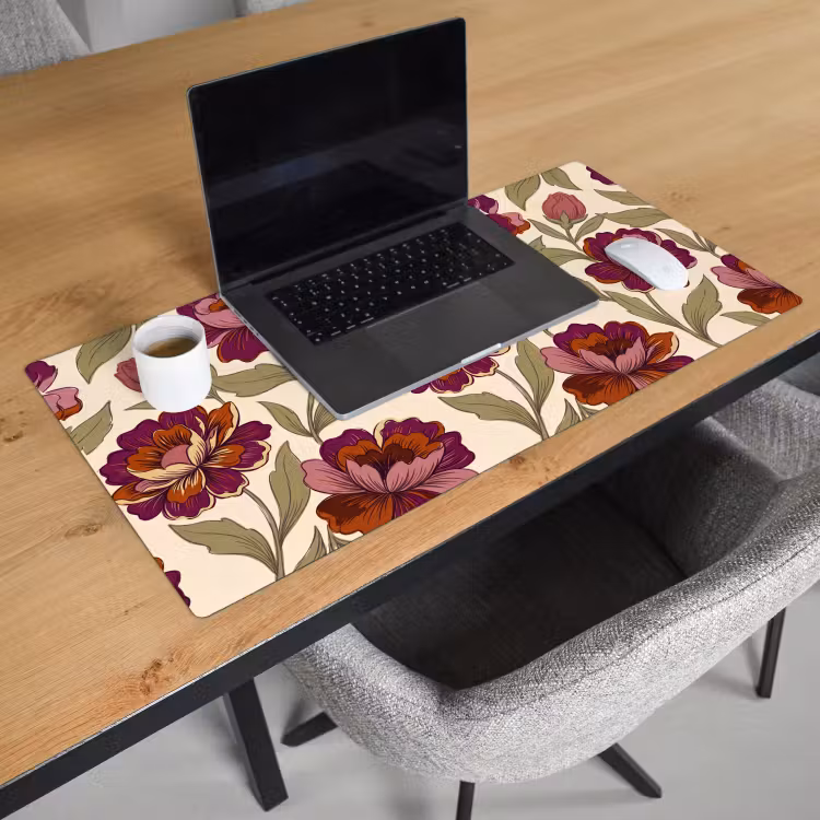 Bureau onderlegger - Bloemen - Patroon - Natuur - Modern - Paars — 3