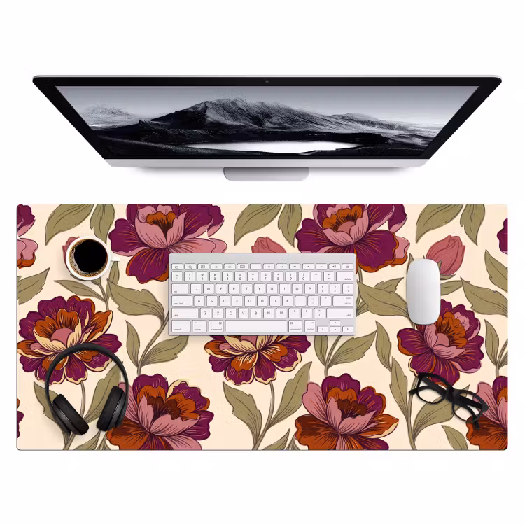 Bureau onderlegger - Bloemen - Patroon - Natuur - Modern - Paars — 4