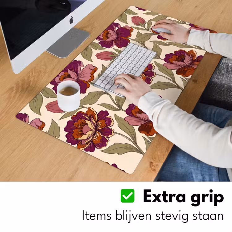 Bureau onderlegger - Bloemen - Patroon - Natuur - Modern - Paars — 6