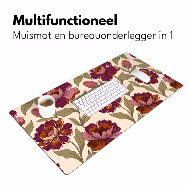 Bureau onderlegger - Bloemen - Patroon - Natuur - Modern - Paars — 7