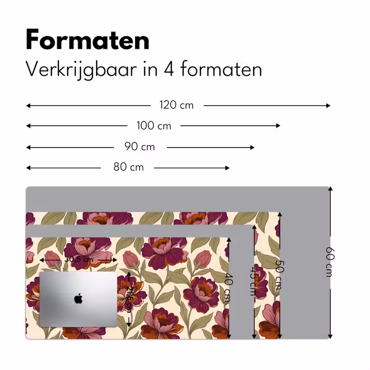 Bureau onderlegger - Bloemen - Patroon - Natuur - Modern - Paars — 8