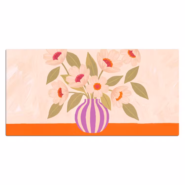 Bureau onderlegger - Bloemen - Vaas - Abstract - Paars - Oranje — 2