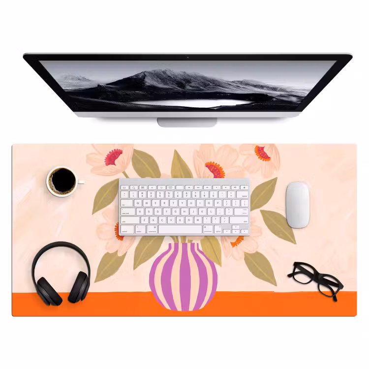 Bureau onderlegger - Bloemen - Vaas - Abstract - Paars - Oranje — 4