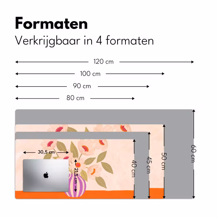 Bureau onderlegger - Bloemen - Vaas - Abstract - Paars - Oranje — 8