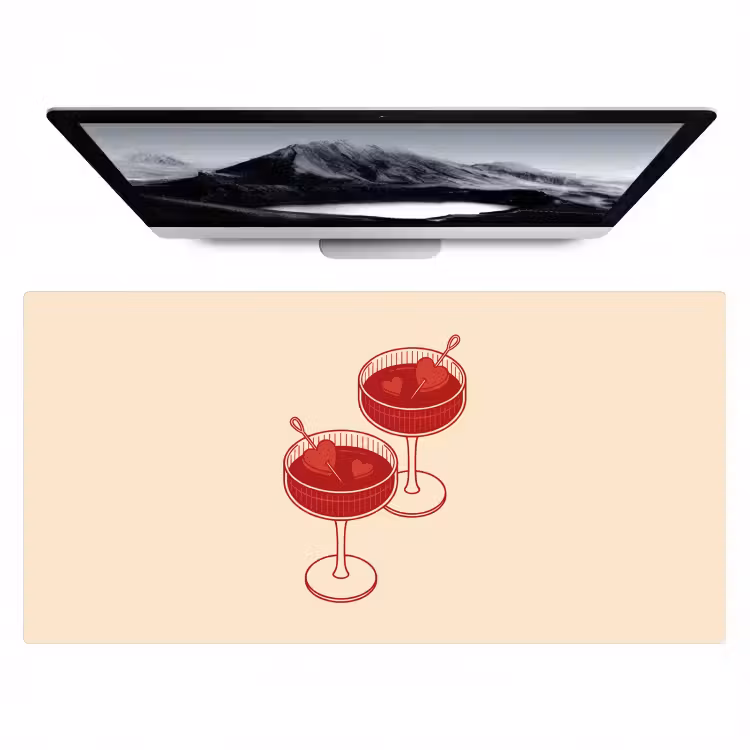Bureau onderlegger - Cocktail - Hartjes - Liefde - Illustratie - Rood — 1