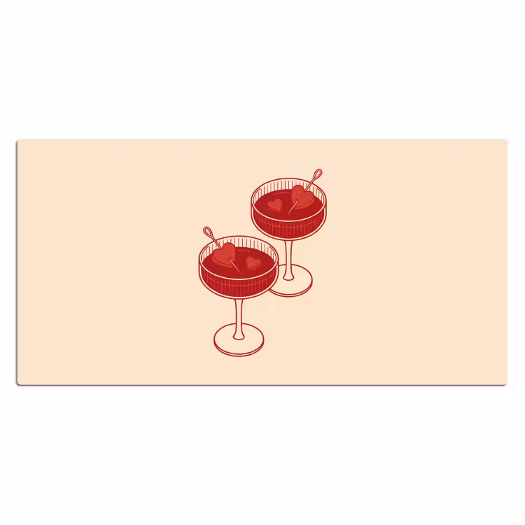Bureau onderlegger - Cocktail - Hartjes - Liefde - Illustratie - Rood — 2