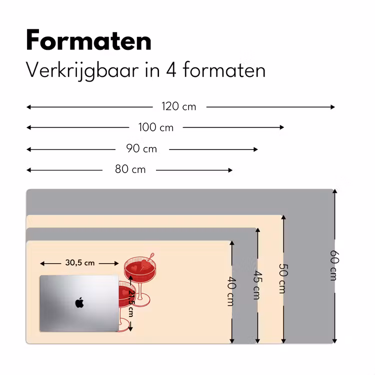 Bureau onderlegger - Cocktail - Hartjes - Liefde - Illustratie - Rood — 8
