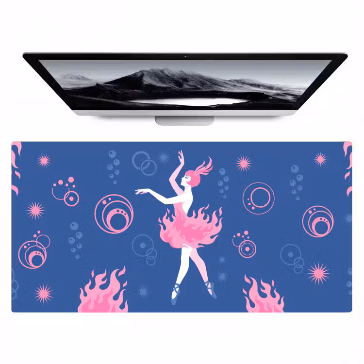 Bureau onderlegger - Danseres - Vlammenrok - Abstract - Roze - Blauw — 1