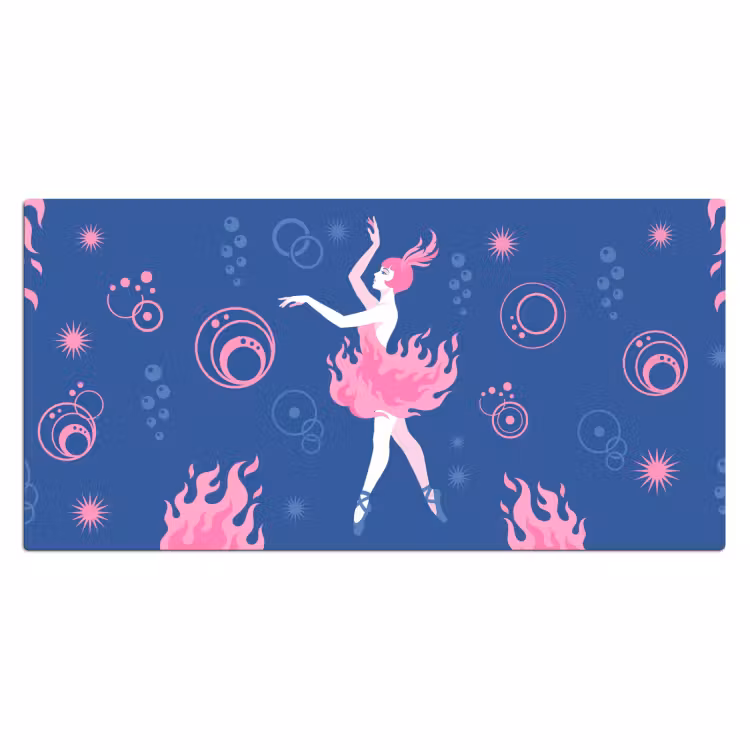 Bureau onderlegger - Danseres - Vlammenrok - Abstract - Roze - Blauw — 2