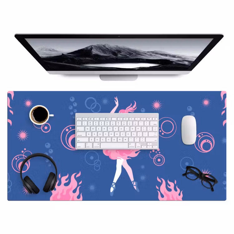 Bureau onderlegger - Danseres - Vlammenrok - Abstract - Roze - Blauw — 4