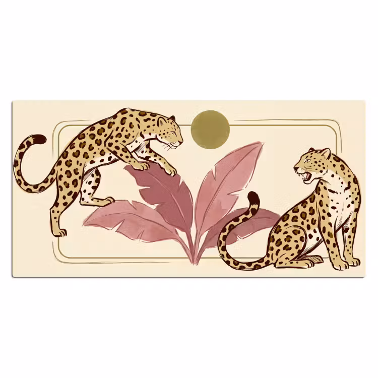 Bureau onderlegger - Dieren - Kat - Jungle - Illustratie - Beige — 2