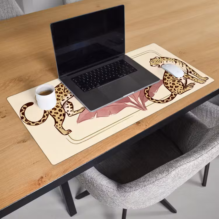 Bureau onderlegger - Dieren - Kat - Jungle - Illustratie - Beige — 3