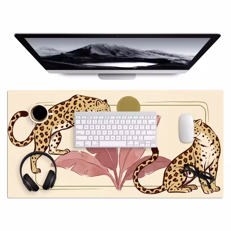 Bureau onderlegger - Dieren - Kat - Jungle - Illustratie - Beige — 4