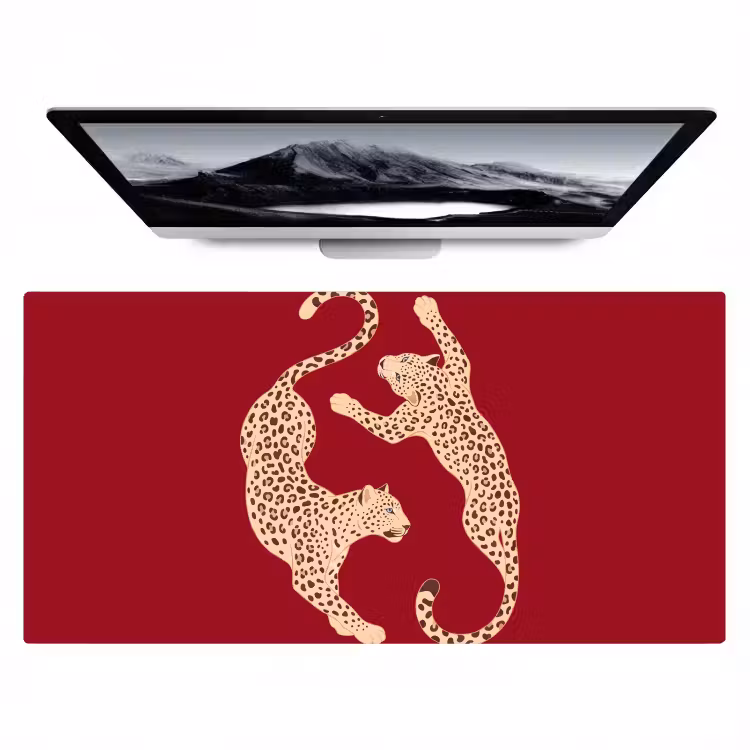 Bureau onderlegger - Dieren - Luipaard - Abstract - Rood - Modern — 1