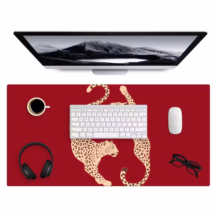 Bureau onderlegger - Dieren - Luipaard - Abstract - Rood - Modern — 4