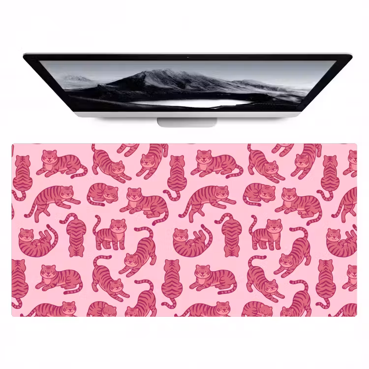Bureau onderlegger - Dieren - Patroon - Roze - Speels - Cartoon — 1