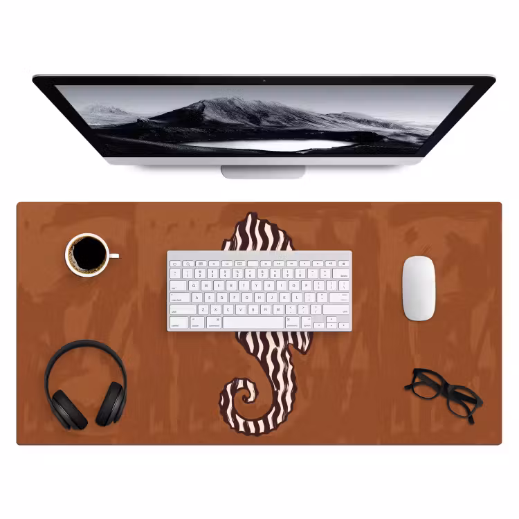 Bureau onderlegger - Dieren - Zeepaardje - Abstract - Bruin - Strepen — 4