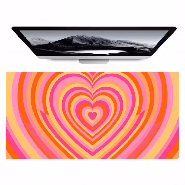 Bureau onderlegger - Hart - Concentrisch - Abstract - Liefde - Kleurrijk — 1