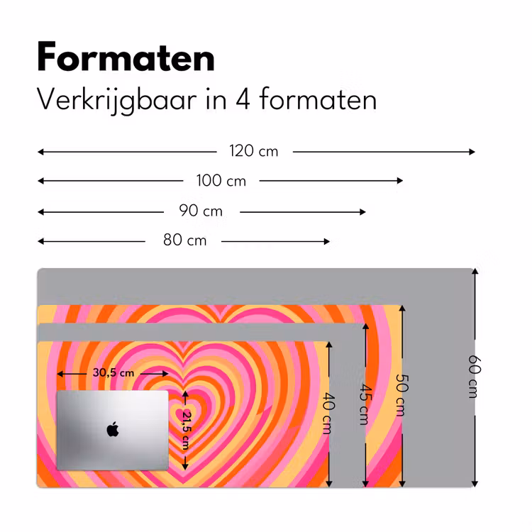Bureau onderlegger - Hart - Concentrisch - Abstract - Liefde - Kleurrijk — 8